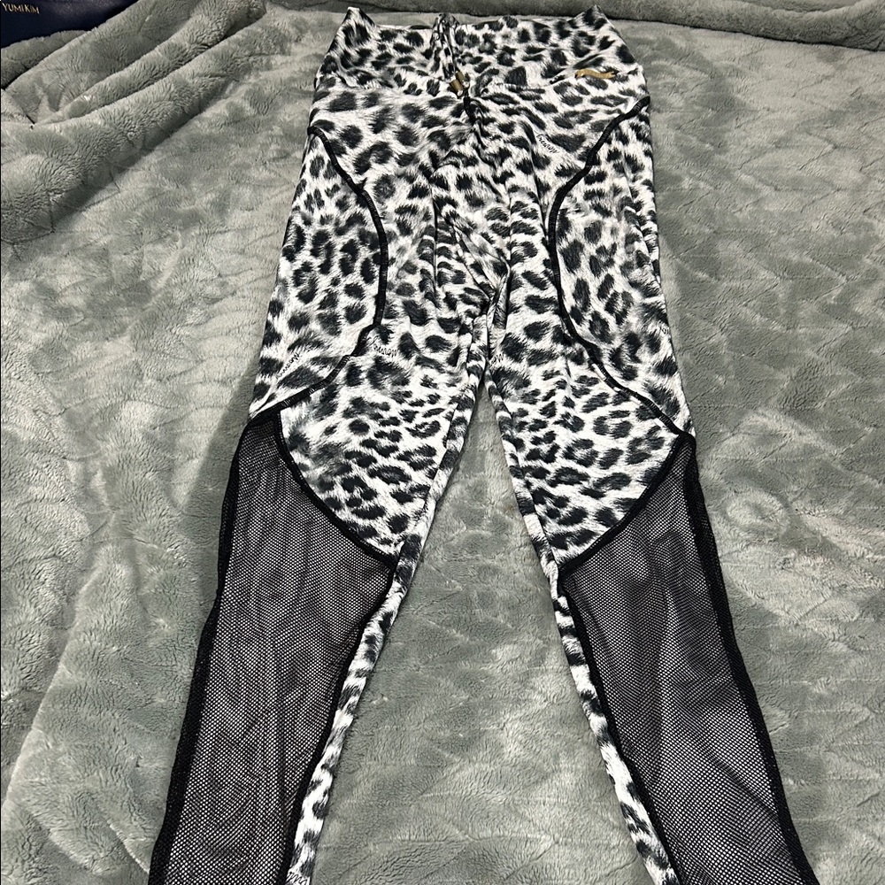 BRAZILIAN leopard Print Leggings with Mesh Panels